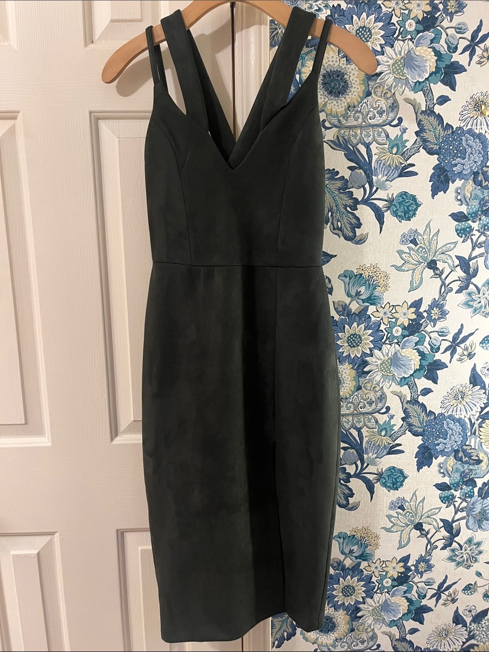 GB girls Dark Green V-Neck Midi Sheath Dress